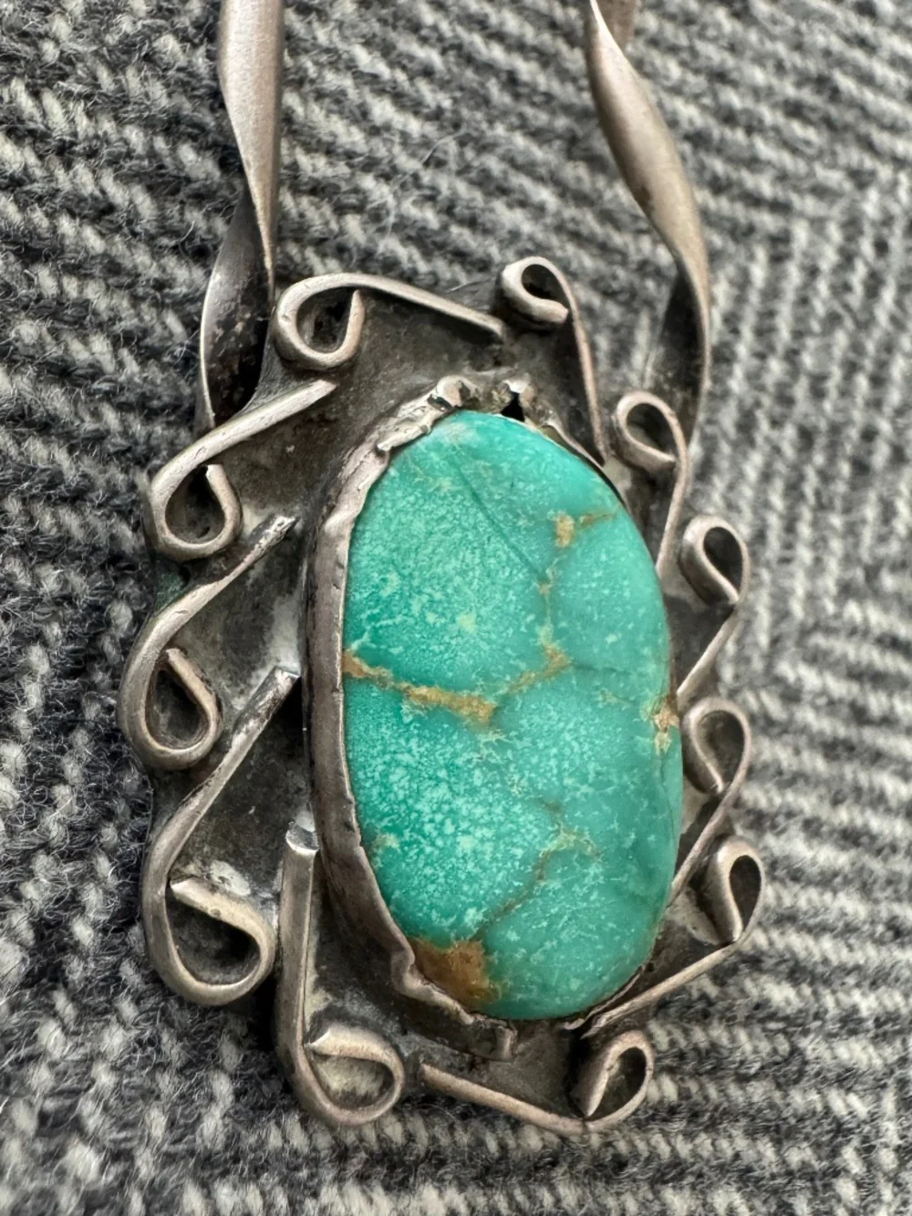VINTAGE STERLING SILVER AND TURQUOISE HAIR PIN